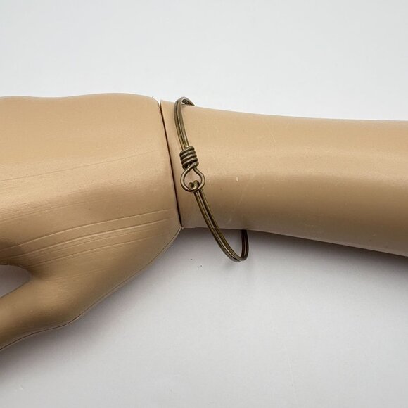 Vintage Silver Tone Compass on Bronze Wire Bracelet Retro - Picture 8 of 9